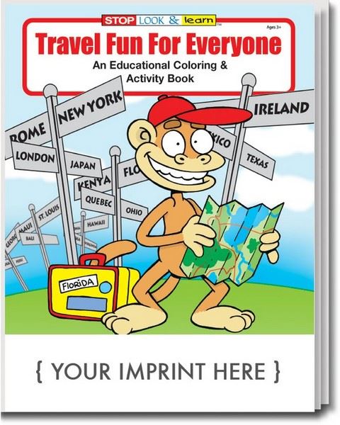 CS0585 Travel Fun for Everyone Coloring and Activity Book with Custom Imprint